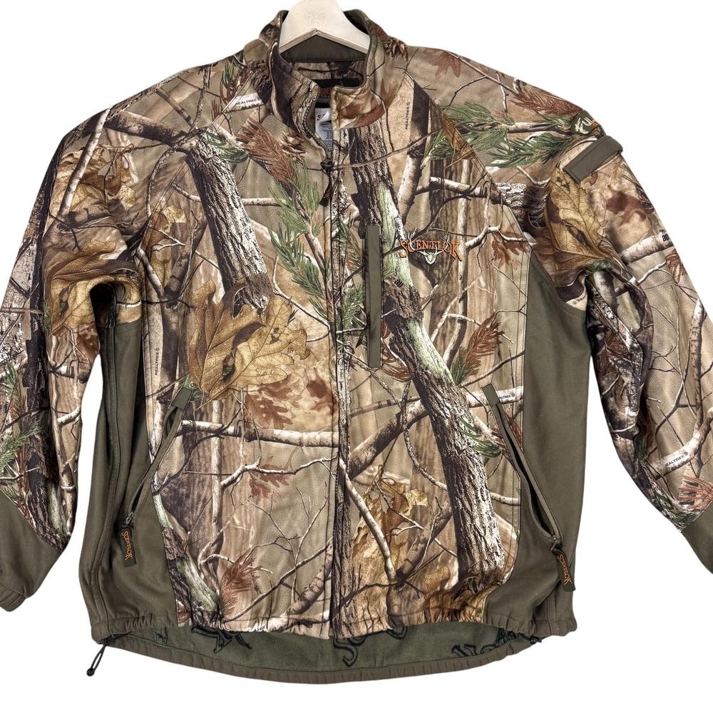 Scent-Lok‎ Hunting Jacket Mens XL Realtree AP HD Camo Fleece Lined Scent Control